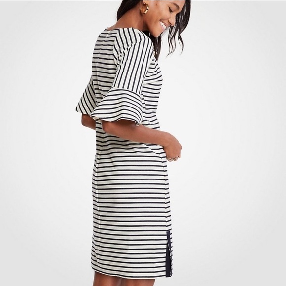 Ann Taylor Striped Fluted Sleeve Shift Dress - Picture 13 of 14